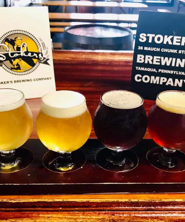Flight of beer at Stoker's Brewing