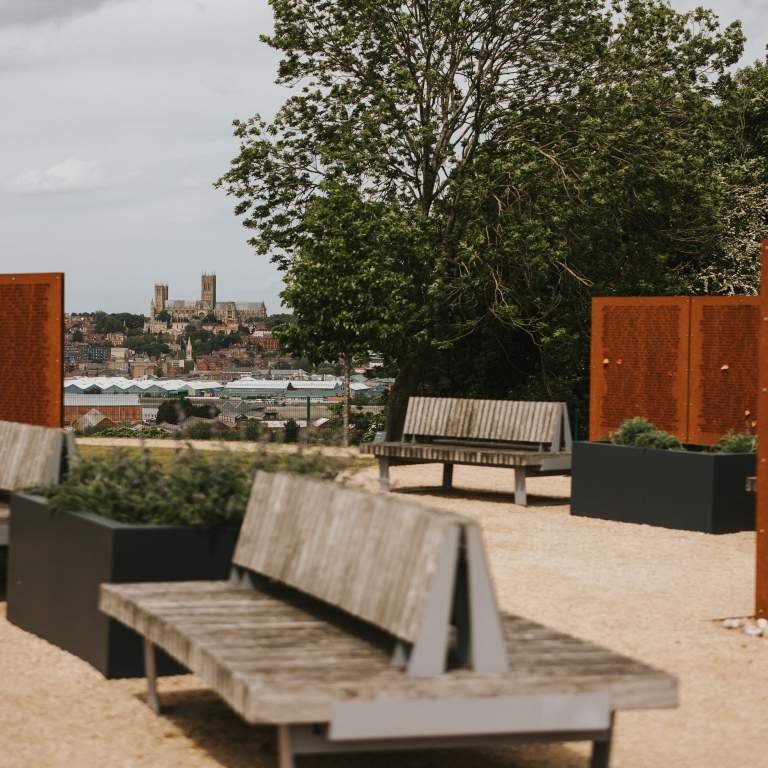 The view from the International Bomber Command Centre, with Lincoln Cathedral in the background