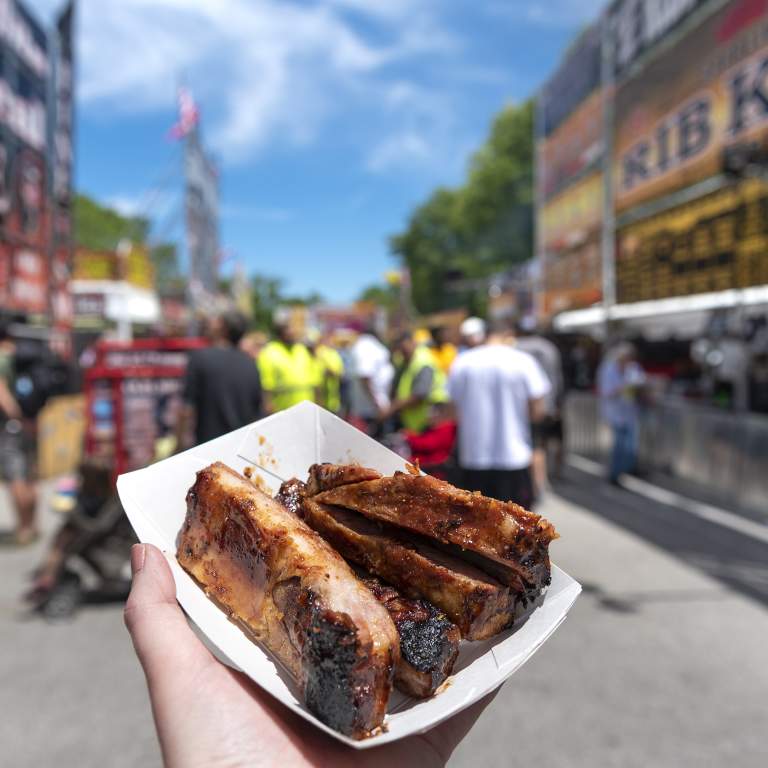 Photo of ribs at BBQ RibFest. Held each June in Fort Wayne, Indiana at Headwaters Park.