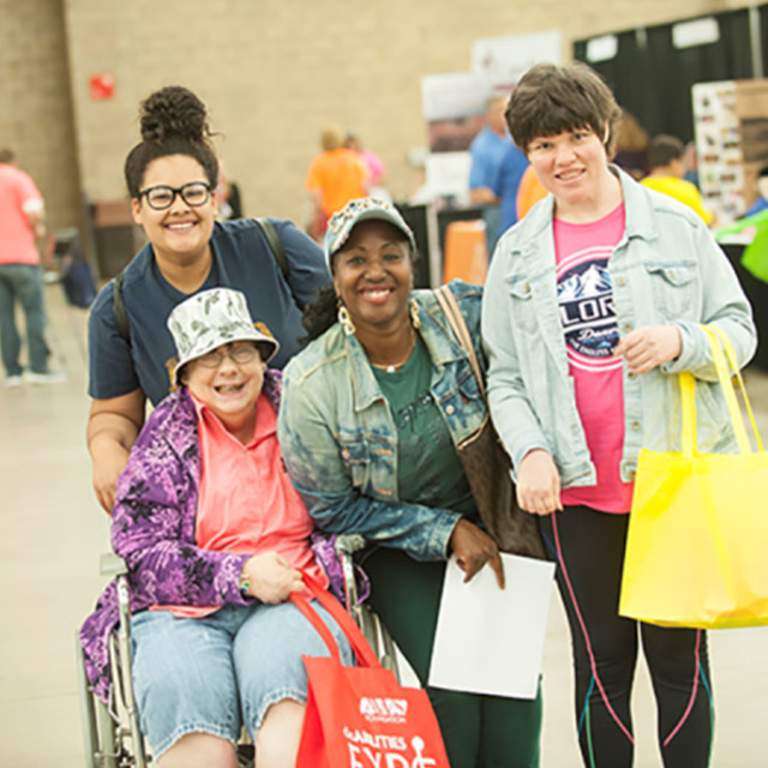 Photo taken at the Disabilities Expo of a group enjoying their time