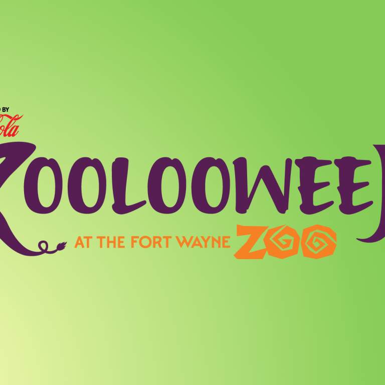 Promotional images for Zoolooween at the Fort Wayne Zoo. A logo, a child in a pirate costume, and a child in a dinosaur costume.