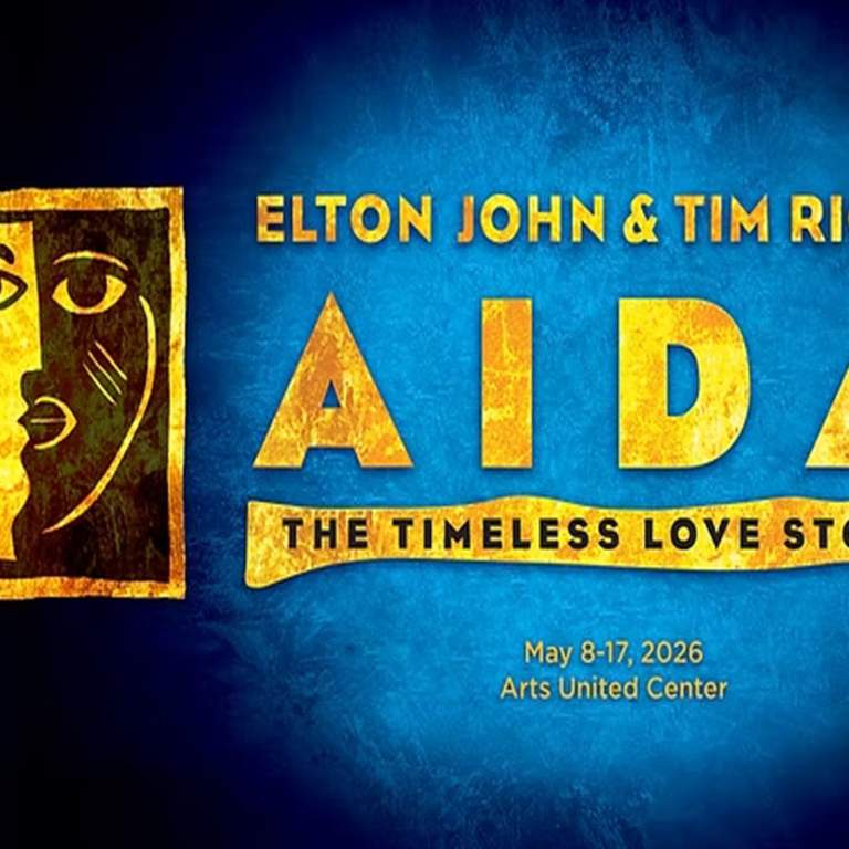 Promotional image for Aida, presented by the Fort Wayne Civic Theatre, coming this May to the Arts United Center.