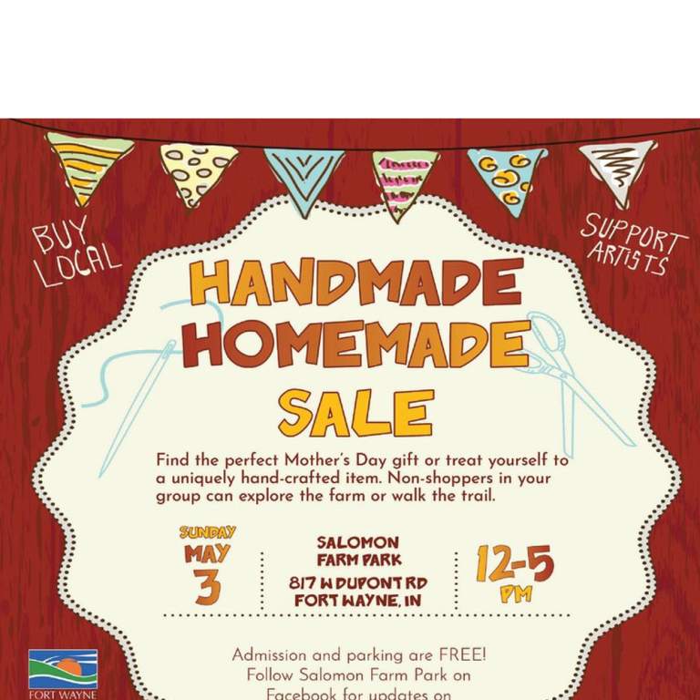 Informational poster for the Handmade Homemade sale at Salomon Farm Park