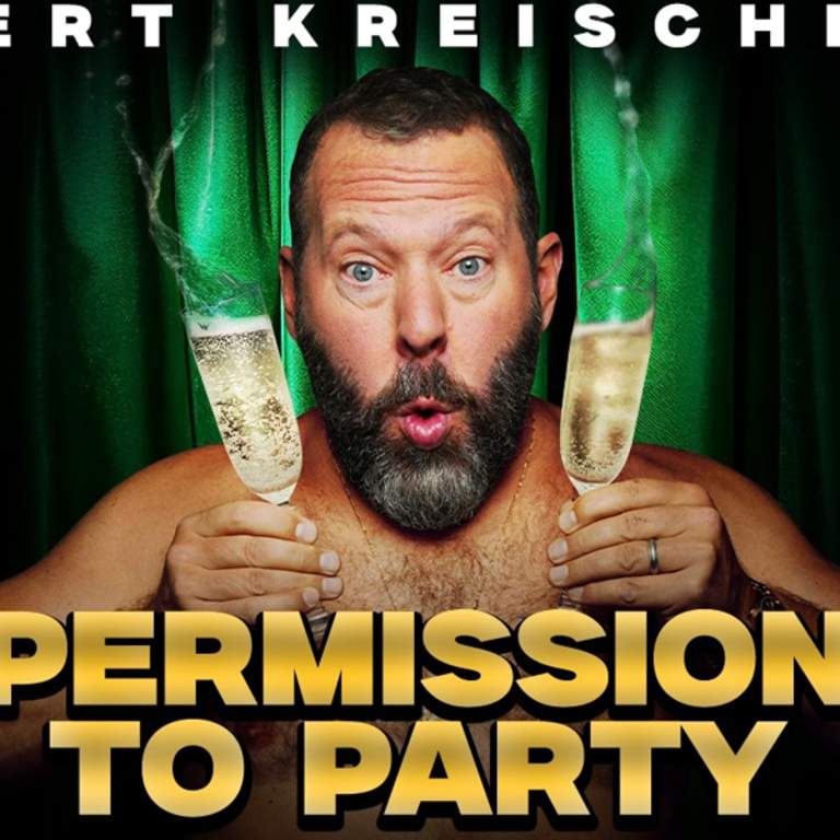 Bert Kreischer promotional photo for his Permission To Party World Tour. He will be performing in Fort Wayne at the Allen County War Memorial Coliseum on February 26, 2026.