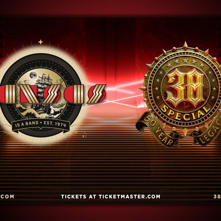 Promotion image of Kansas and 38 Special concert on July 10 at Foellinger Theatre