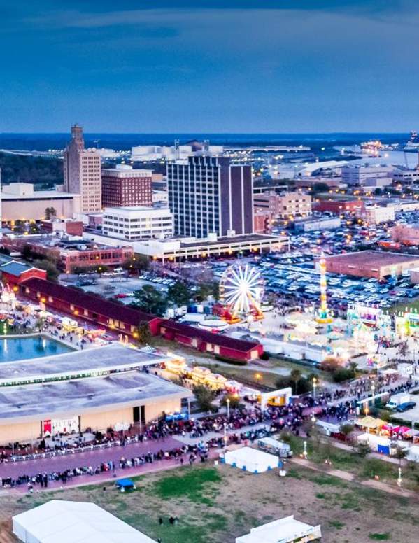 Aerial view of downtown Beaumont