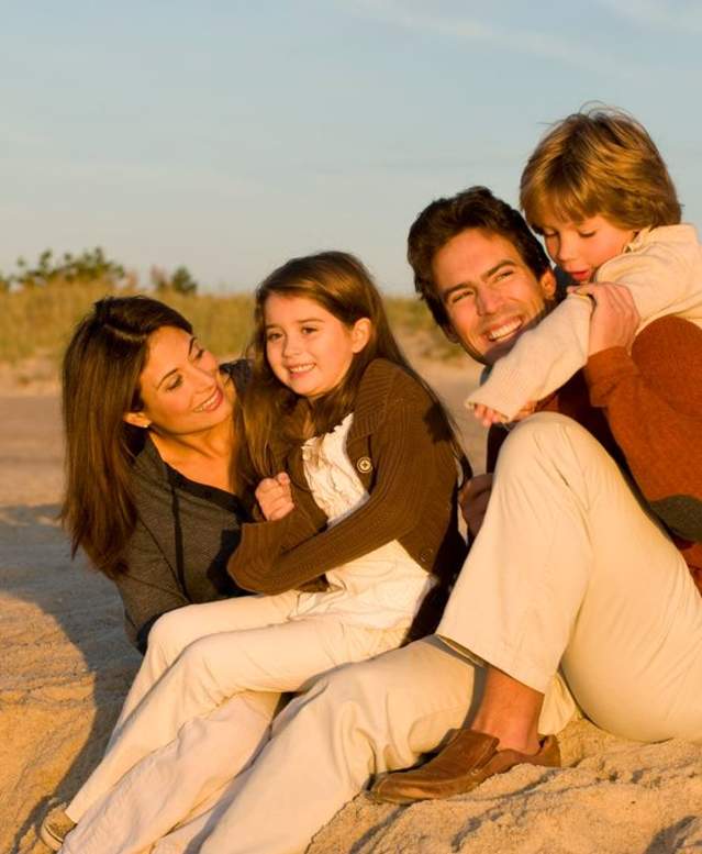 Family on beach