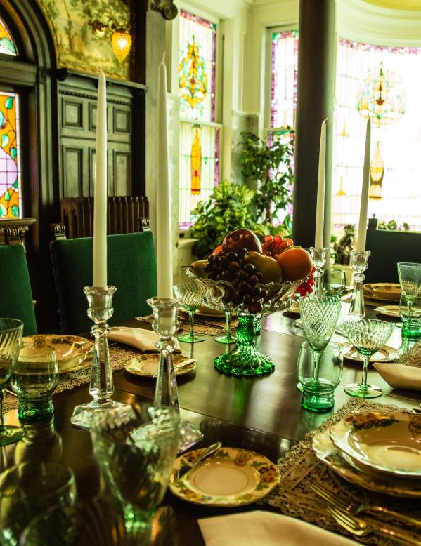 Tablescape in the breakfast room of Mcfaddin Ward House