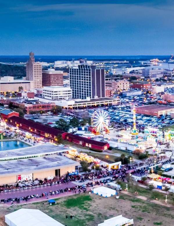 Aerial view of downtown Beaumont