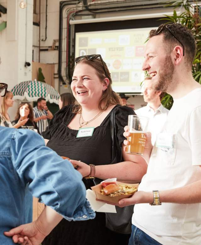 People talking at food and drink event - credit Charlotte Tolhurst