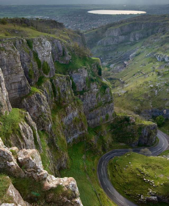 A panoramic view of Cheddar Gorge, near Bristol