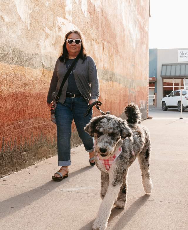 Walking The Berniedoodle Downtown