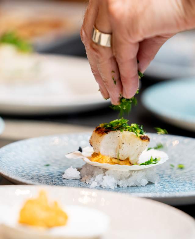 Chef Plating at CedarCreek Estate Winery, Home Block Restaurant
