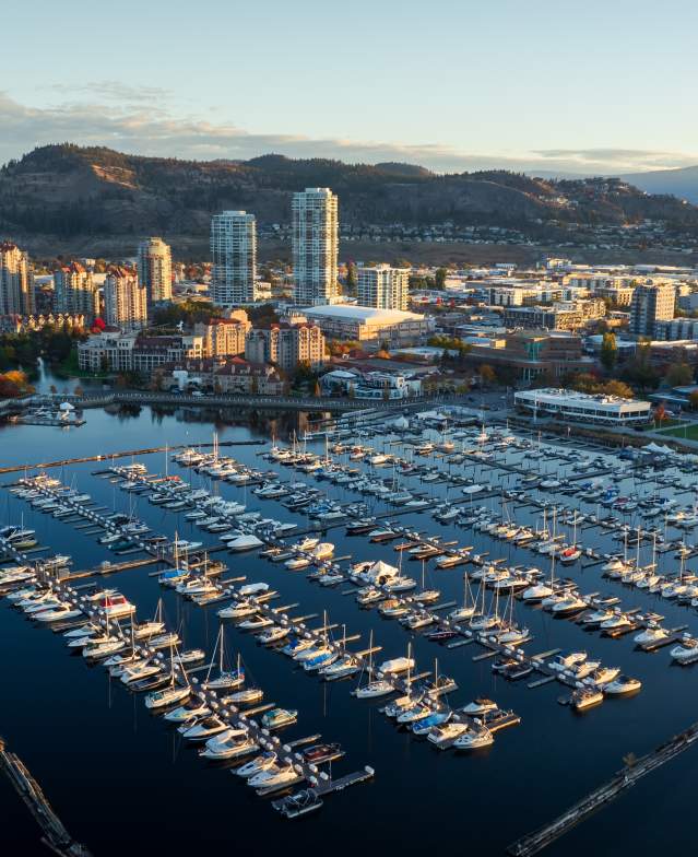Downtown Kelowna during Fall Aerial