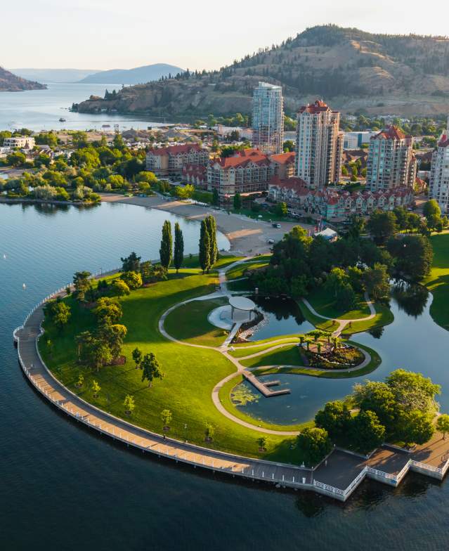 Downtown Kelowna During Summer Aerial 25