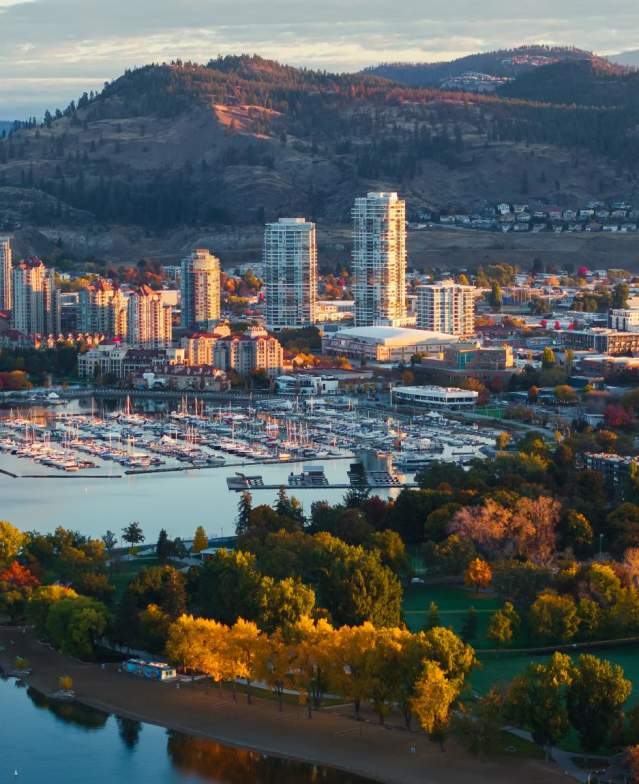 Downtown Kelowna during Fall Aerial 10
