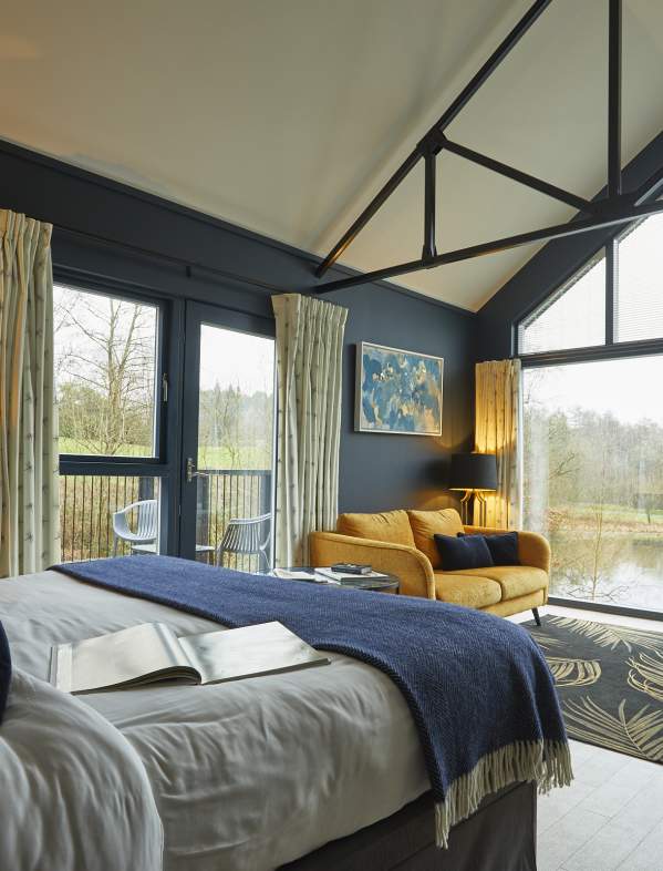 The Tawny Hotel bedroom with lake views