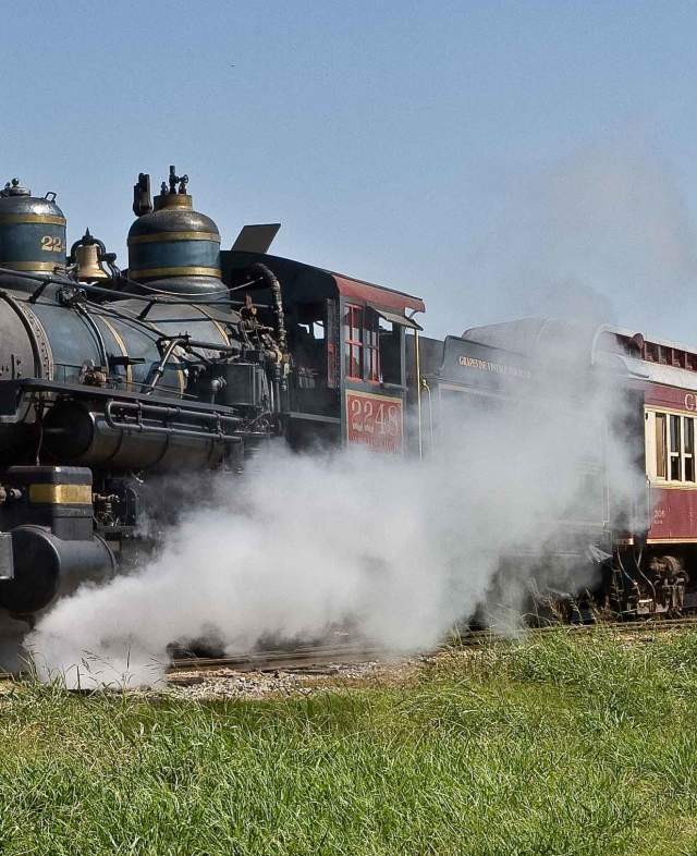 Grapevine Vintage Railroad Train on Track