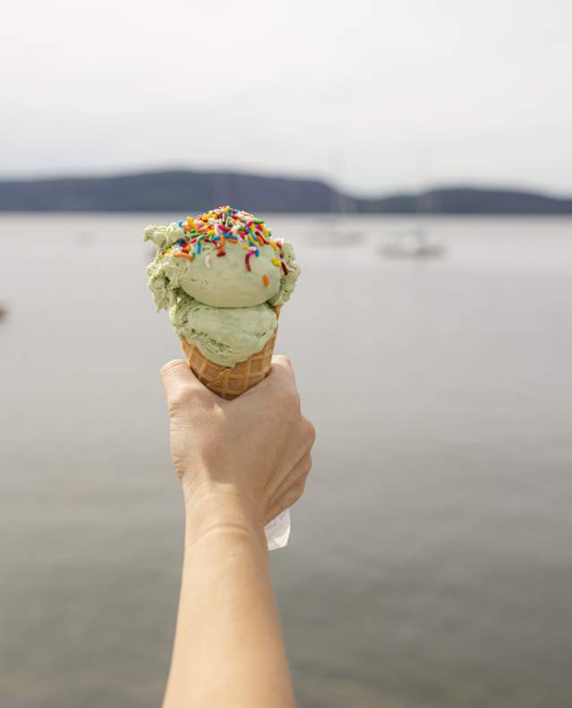 Ice cream cone over the Hudson River