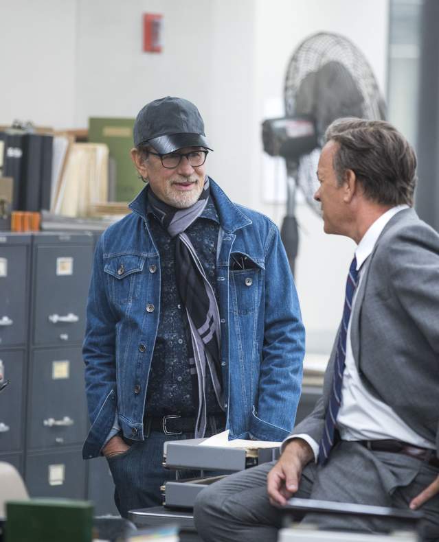 MERRILL STREEP, STEPHEN SPIELBERG, TOM HANKS. FILMING THE POST.