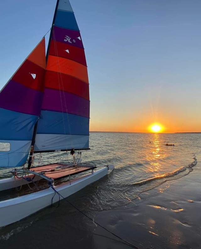 Boat with sunset
