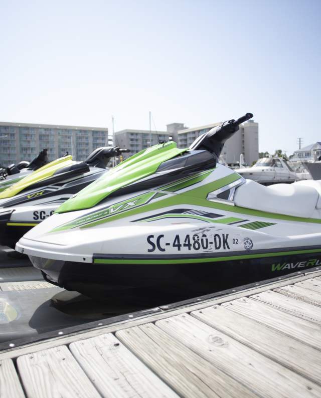 Row of Jetski's at Docking Bay in North Myrtle Beach