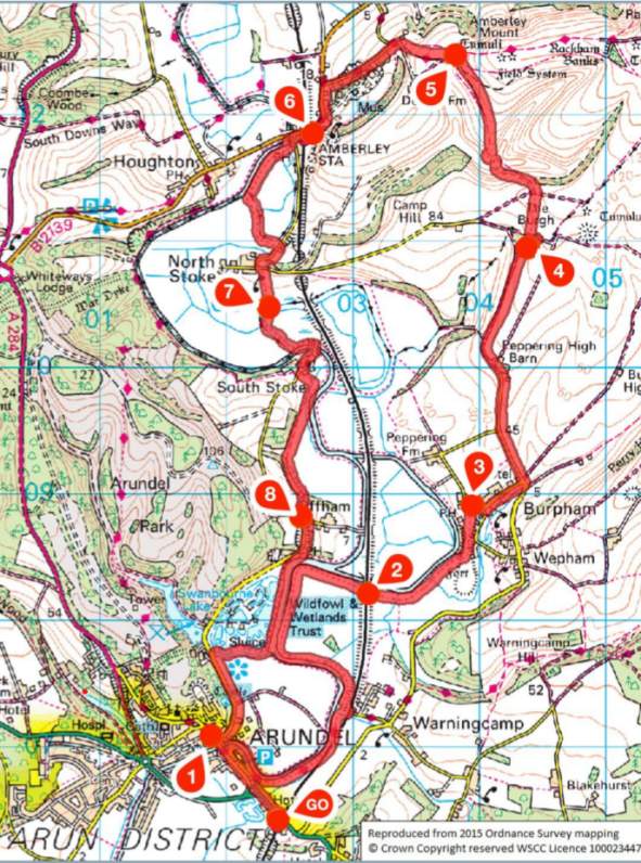 Walking Route: Arundel & Amberley loop