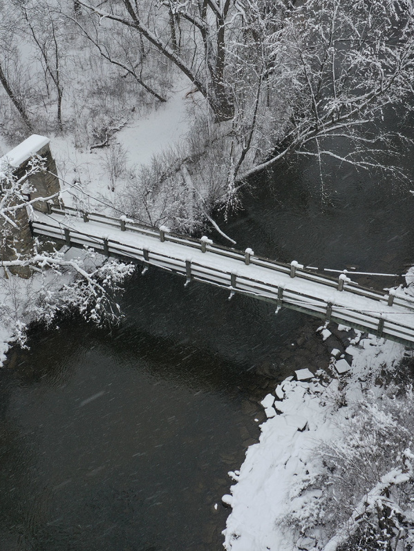 Snow covered bridge in Wauwatosa