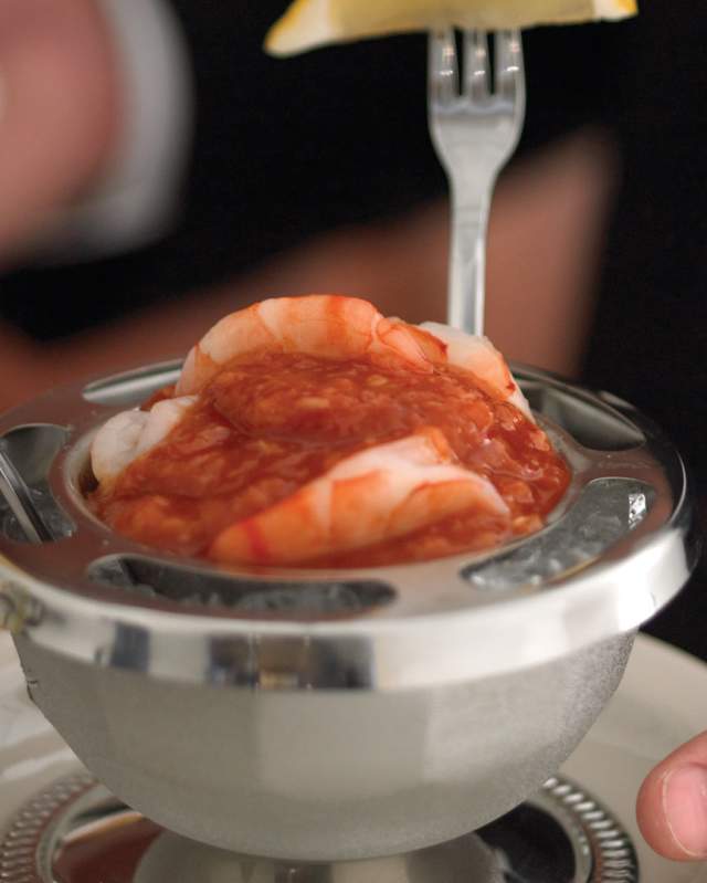 Eating the spicy shrimp cocktail at St. Elmo is a right of passage for visitors to Indy