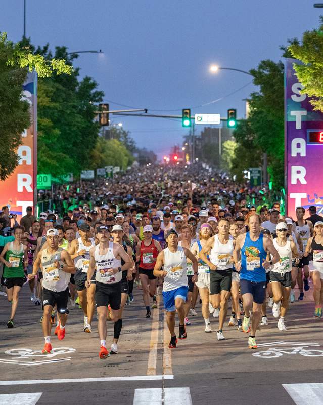 Runners at the starting line of the OKC Memorial Marathon