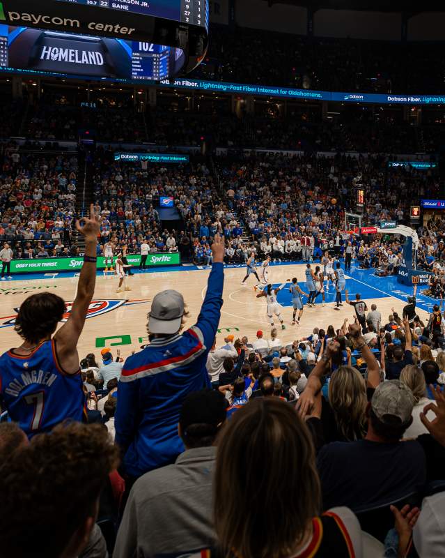 Crowd enjoying a Thunder Basketball game