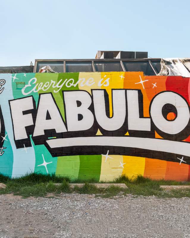 Mural in 39th Street District that says "Everyone is Fabulous"