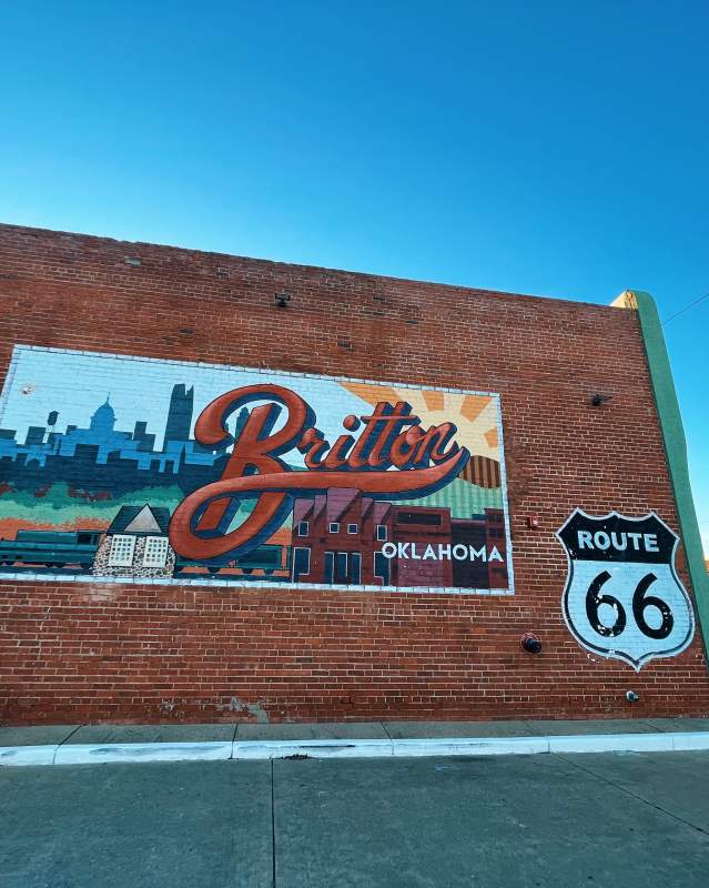 Mural that Britton and Route 66 in the Britton District