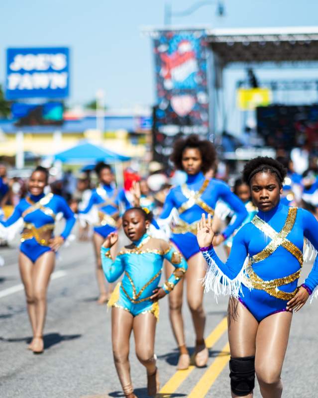 Group of young girls dancing at the Juneteenth on the East festival in Oklahoma City