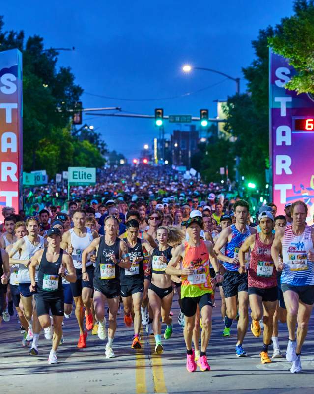 Runners at the start line of the OKC Memorial Marathon