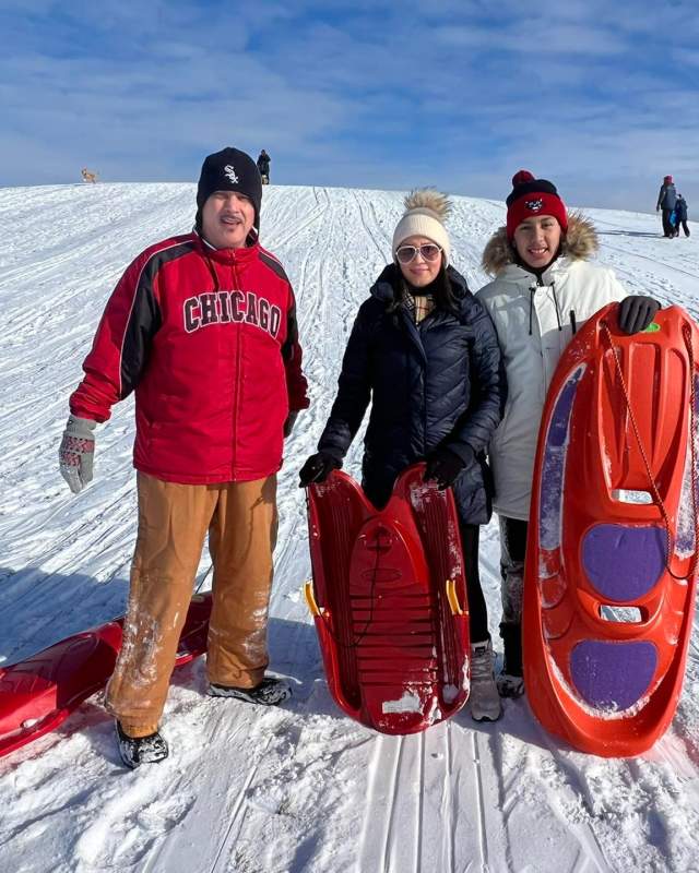 Sledding at Phillips Park