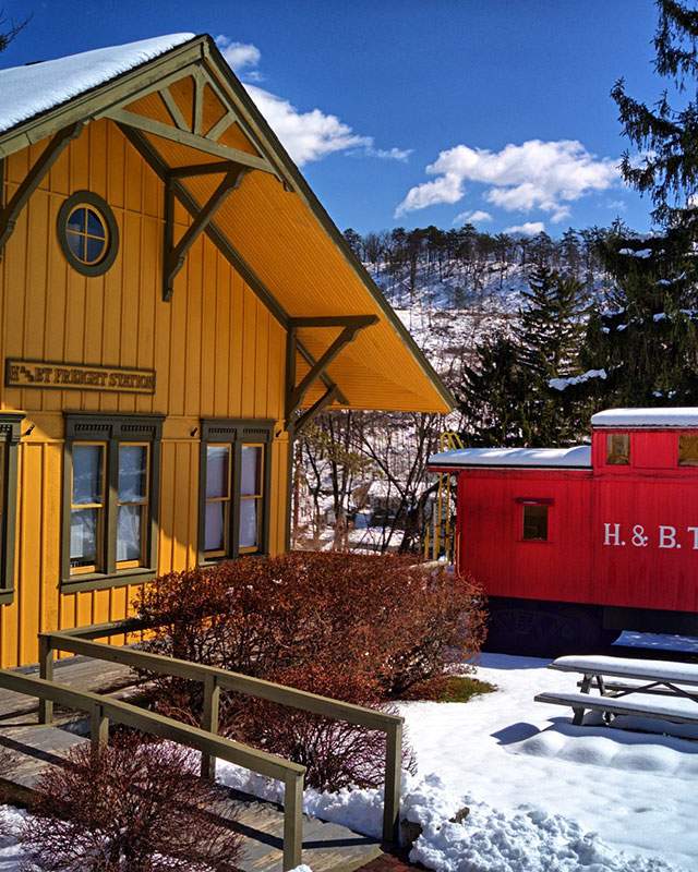 H. & B. T. Freight Station in Winter