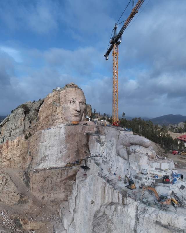 Mountain carving progress of Crazy Horse Memorial® in 2026