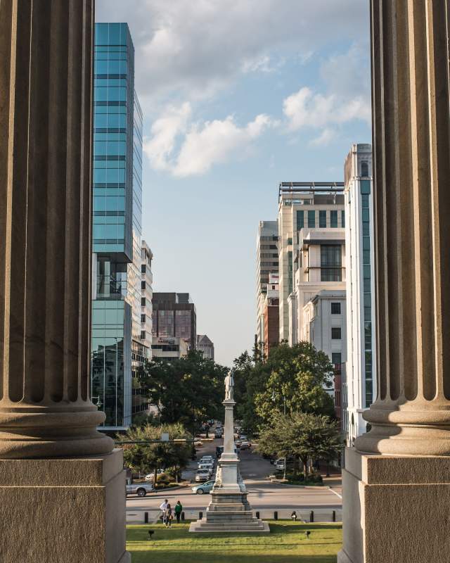 State House Column View of Main Street