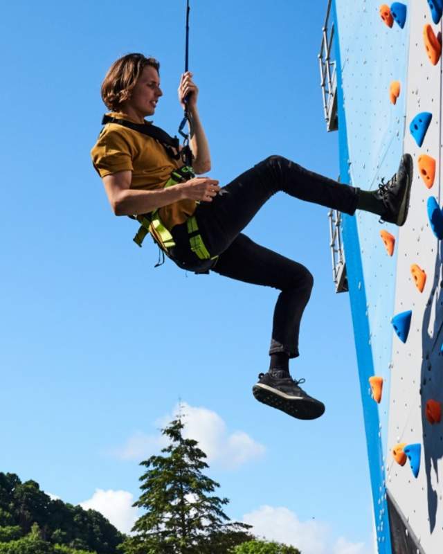 View of a climber on a rock wall