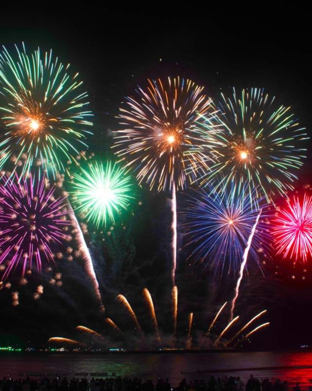 Fireworks over the sea