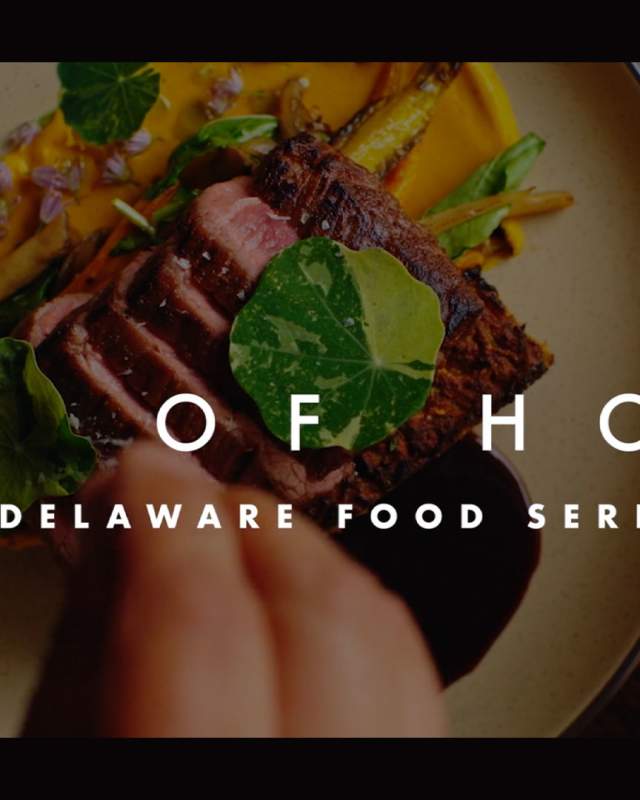 A graphic reading, "Back of House: A Delaware Food Series" with a photo of a steak being cut in the background.
