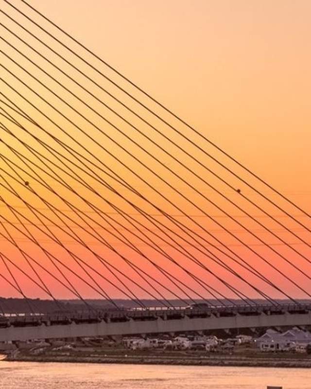 Sunset over the indian river inlet bridge at Bethany Beach