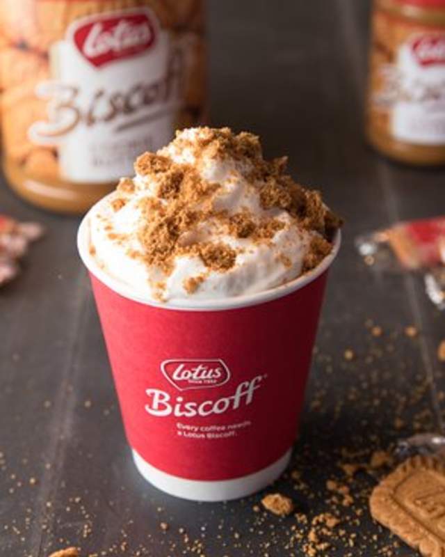 Coffee and cookies from Biscoff Cookie Corner