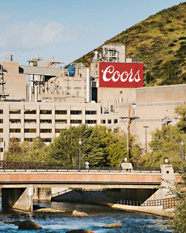 Outdoor shot of Coors Brewery with Clear Creek