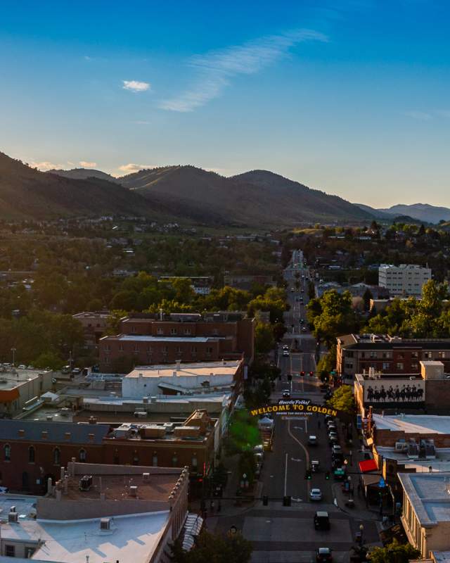 Aerial view of downtown Golden