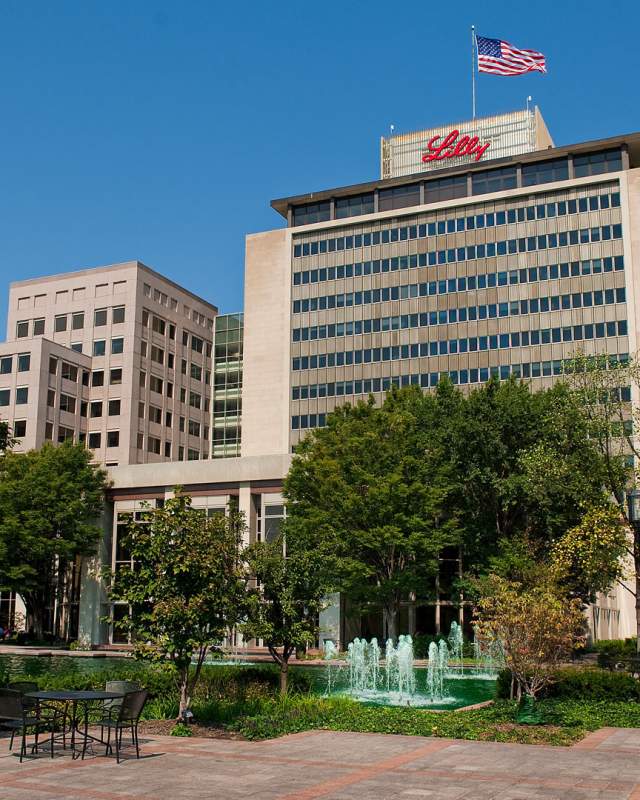 Eli Lilly & Co. headquarters are on the southern edge of downtown Indy