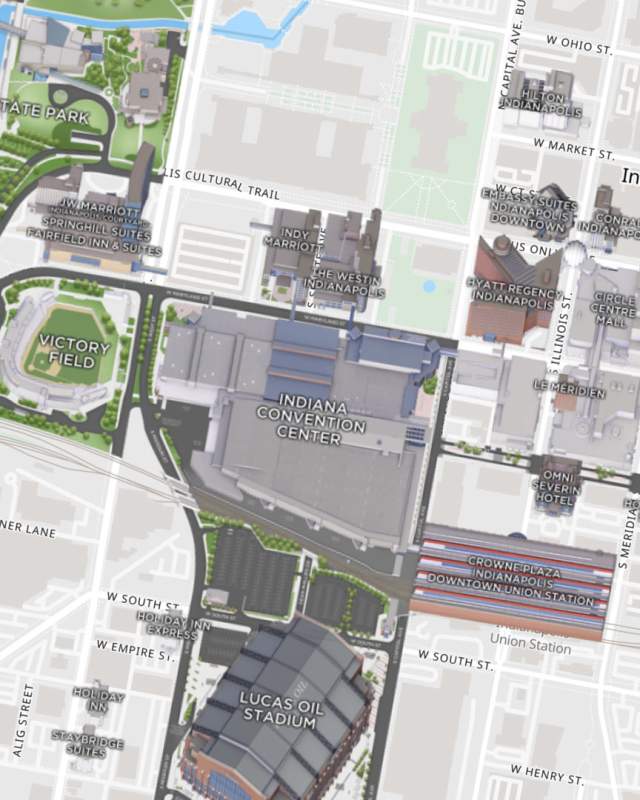 Explore the Indiana Convention Center & Lucas Oil Stadium and downtown via this interactive map