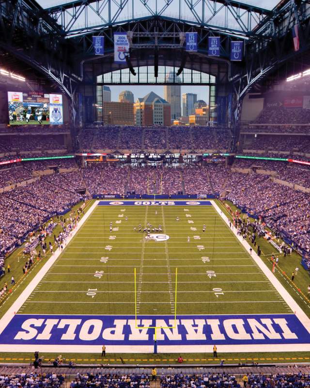 Football fans visit Lucas Oil Stadium to square off against the best teams in the NFL