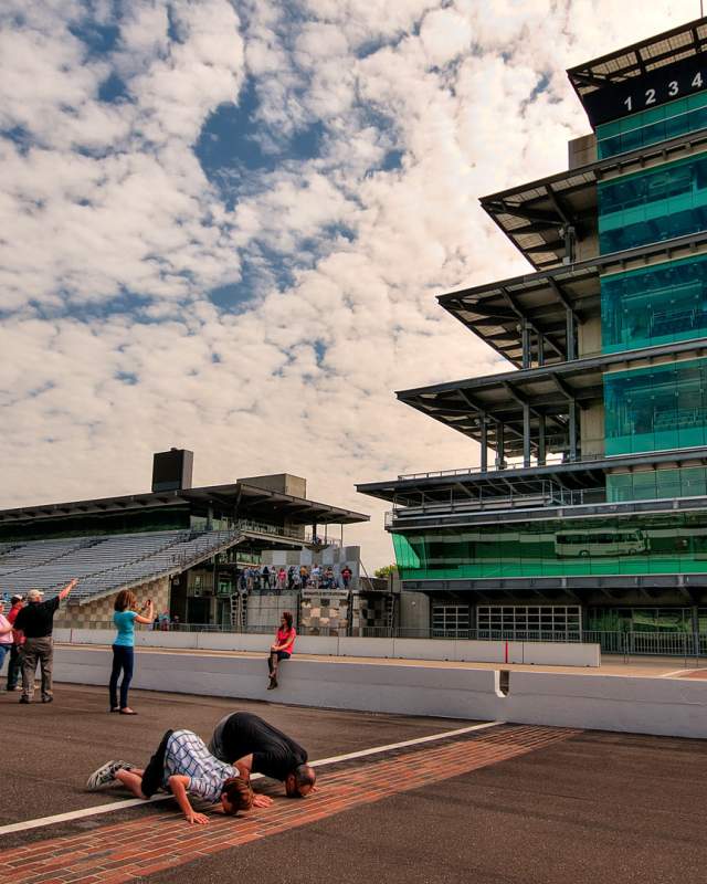 The Indianapolis Motor Speedway Museum conducts tours of facility that includes the opportunity to "kiss the bricks."